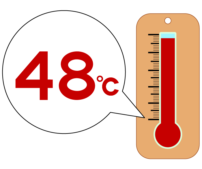 48度の温度計のイラスト