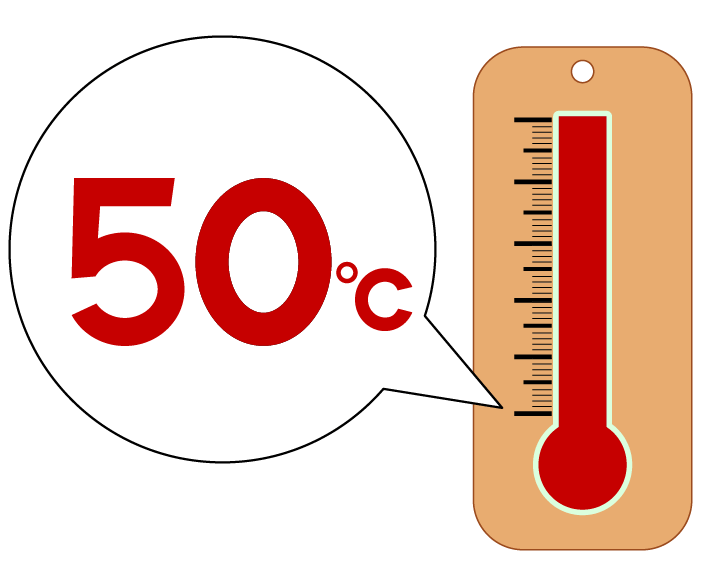 50度の温度計のイラスト