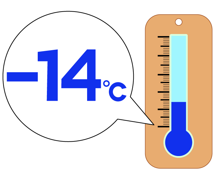 -14度の温度計のイラスト
