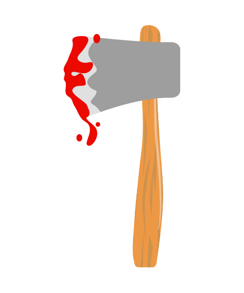 血のついた斧のイラスト