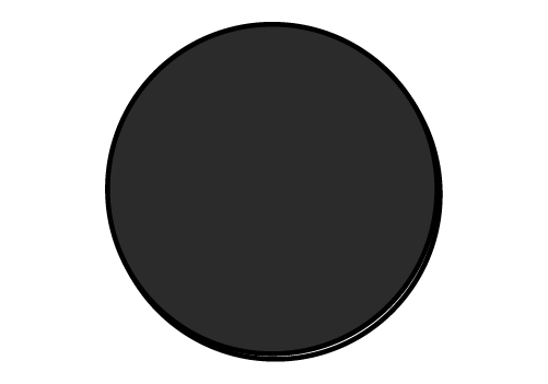 オセロのコマ黒(線あり)のイラスト