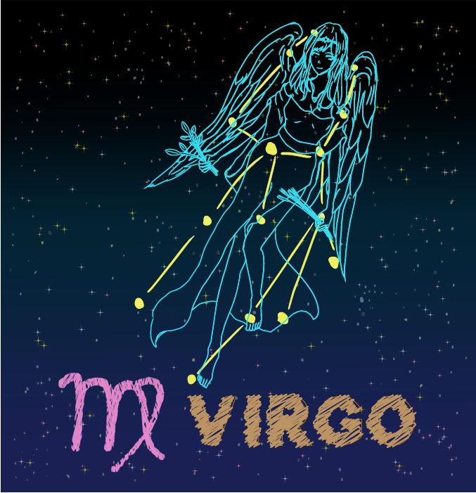 乙女座のイラスト Virgo夜空に輝天体の無料素材 チコデザ