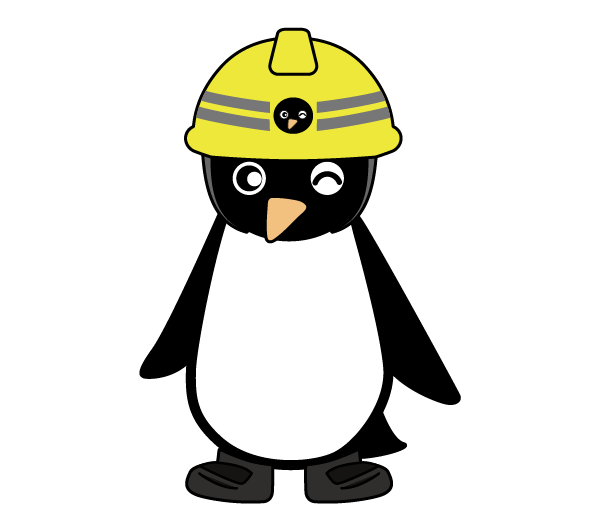工事現場のペペンギンちゃんのイラスト