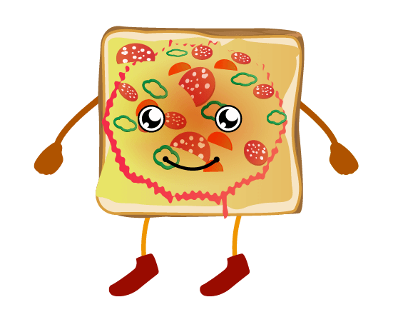 可愛いピザトーストキャラのイラスト