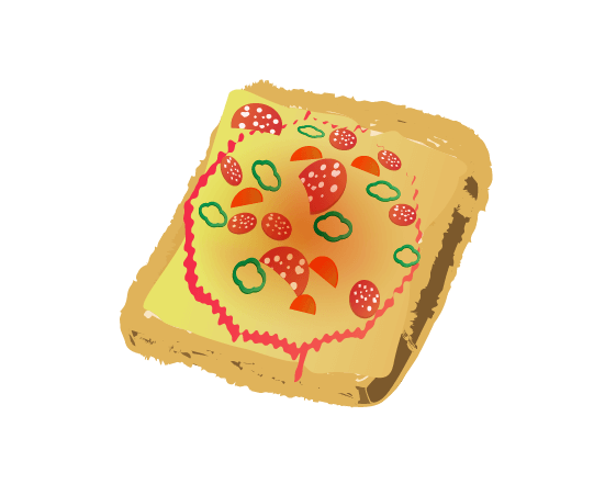 手書き風ピザトーストのイラスト