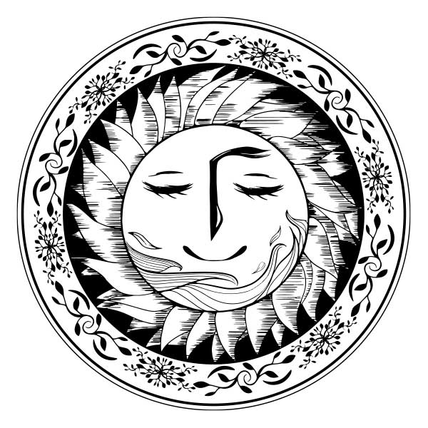 太陽のペン画ロゴデザイン