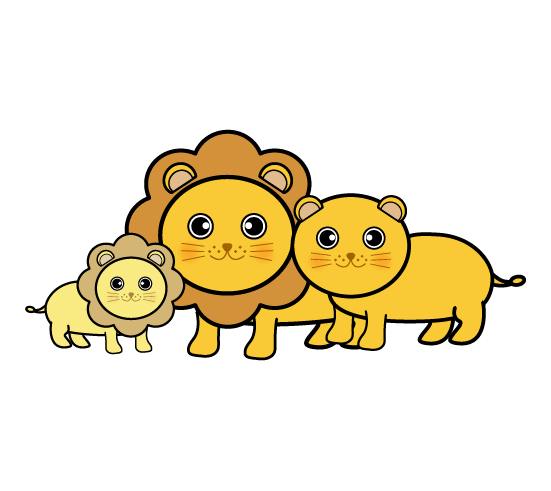 かわいいライオンの家族のイラスト