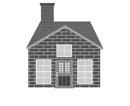 白黒レンガの家のイラスト