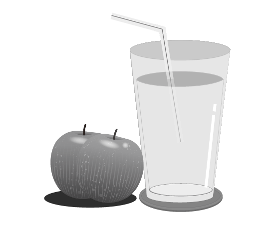 白黒リンゴジュースのイラスト