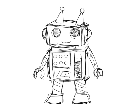 ラフ画のロボットのイラスト