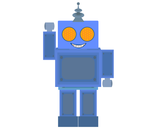 手を上げるロボットのイラスト