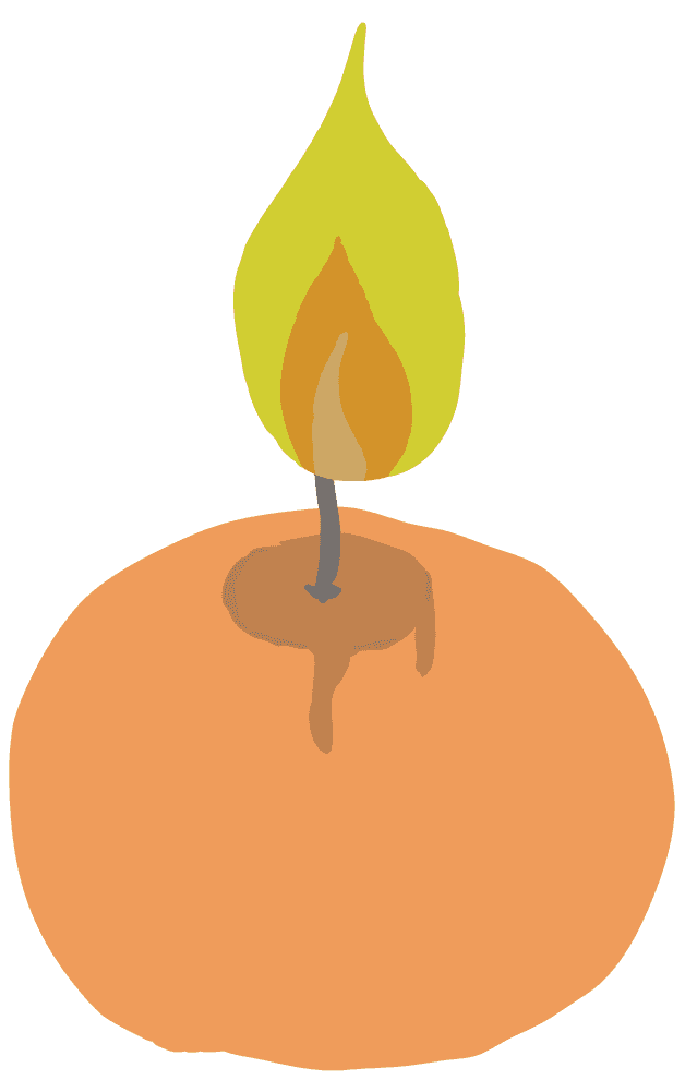 丸いオレンジ色のアロマキャンドルイラスト