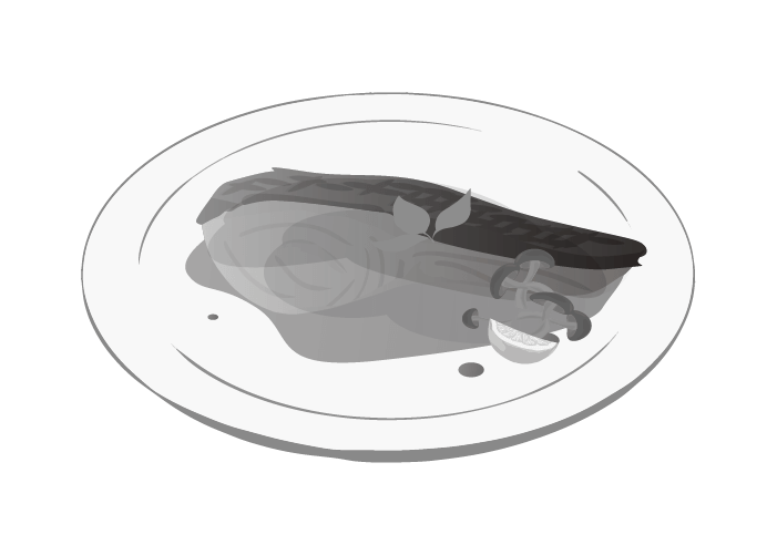 白黒鮭のムニエルのイラスト