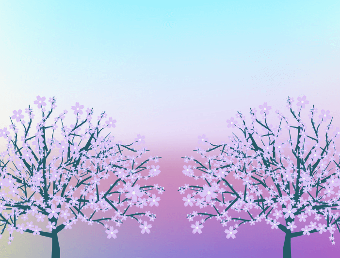 桜木の背景(青)のイラスト