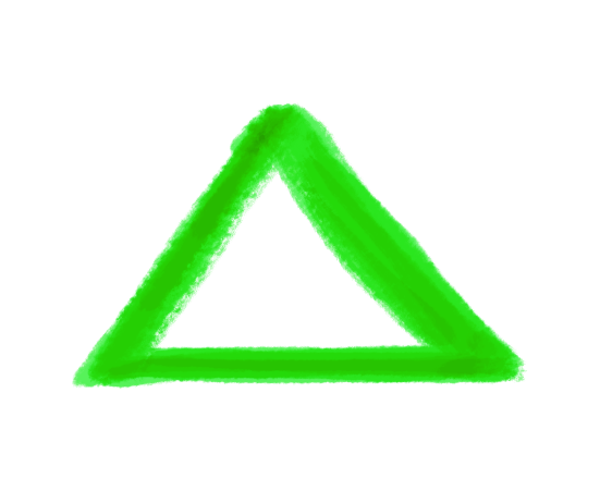 水彩線三角(緑)のイラスト