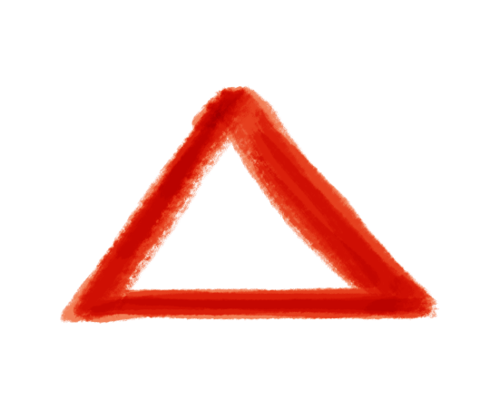 水彩線三角(赤)のイラスト