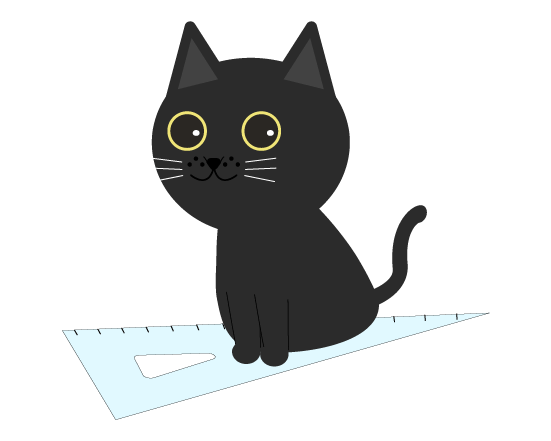 三角定規に乗る猫のイラスト