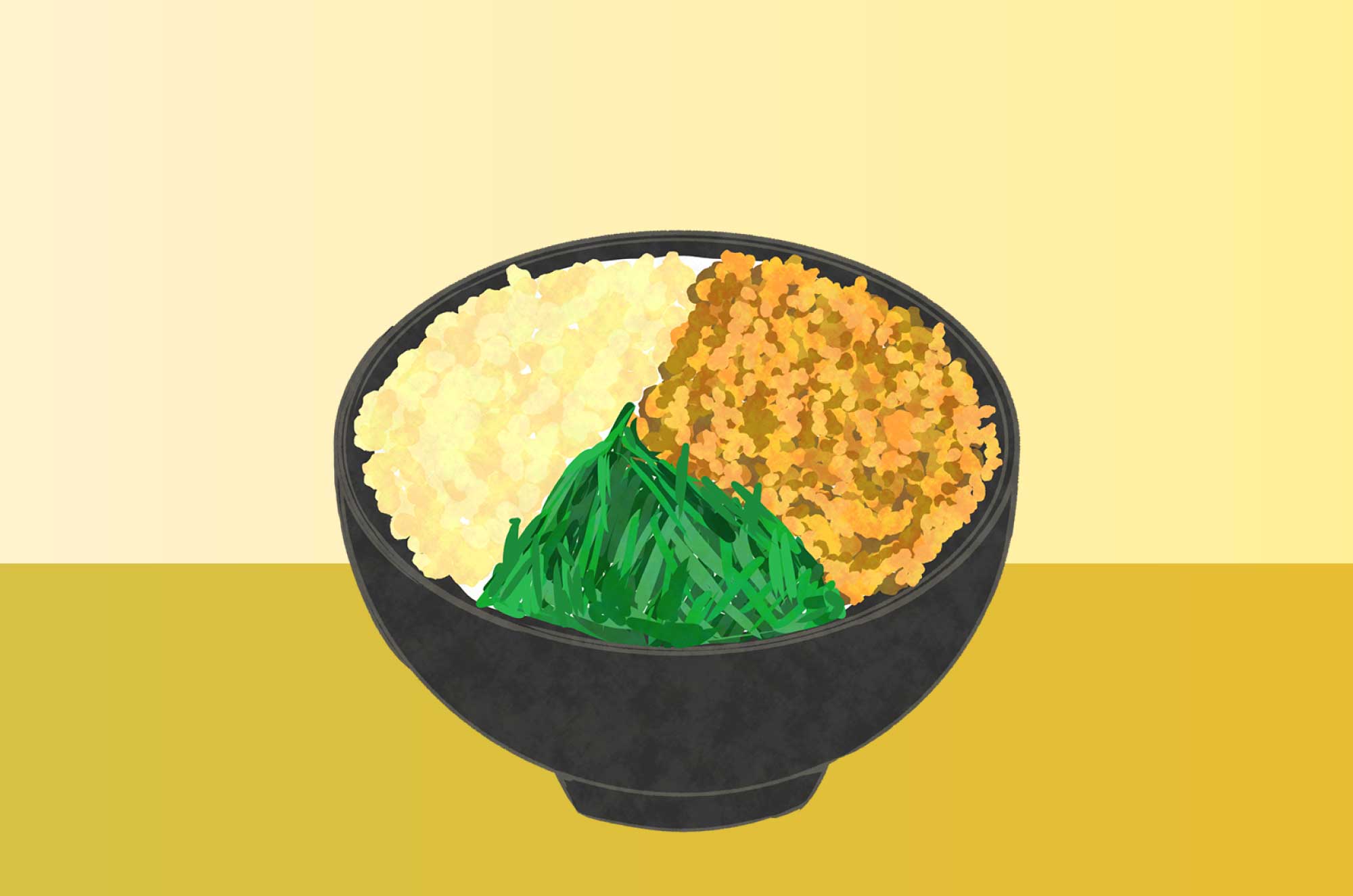 三色丼のフリーイラスト 色鮮やかな料理素材 チコデザ