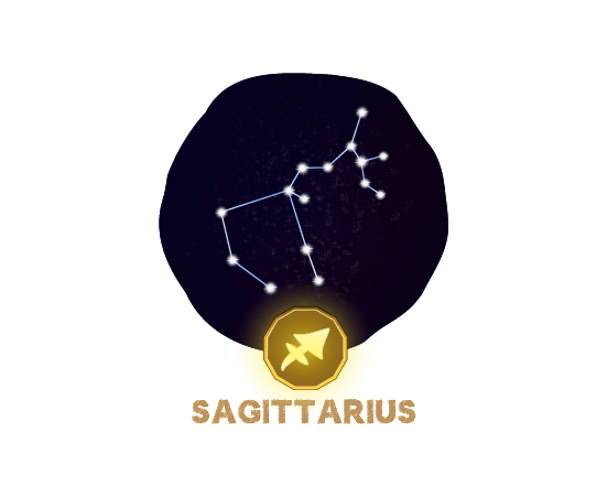 射手座(sagittarius)の星座マークのイラスト