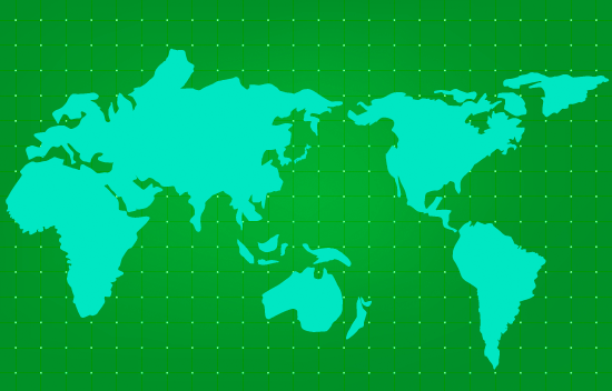 世界地図(緑)のイラスト