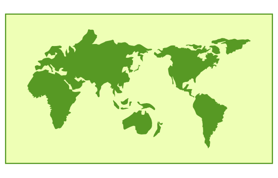 シンプルな世界地図(黄)のイラスト