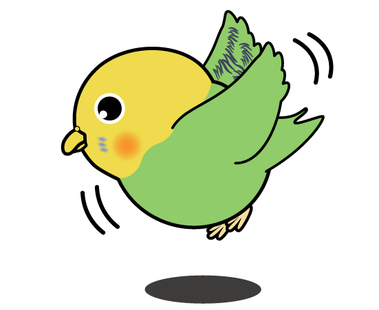 飛ぶセキセイインコ(黄・緑)のイラスト