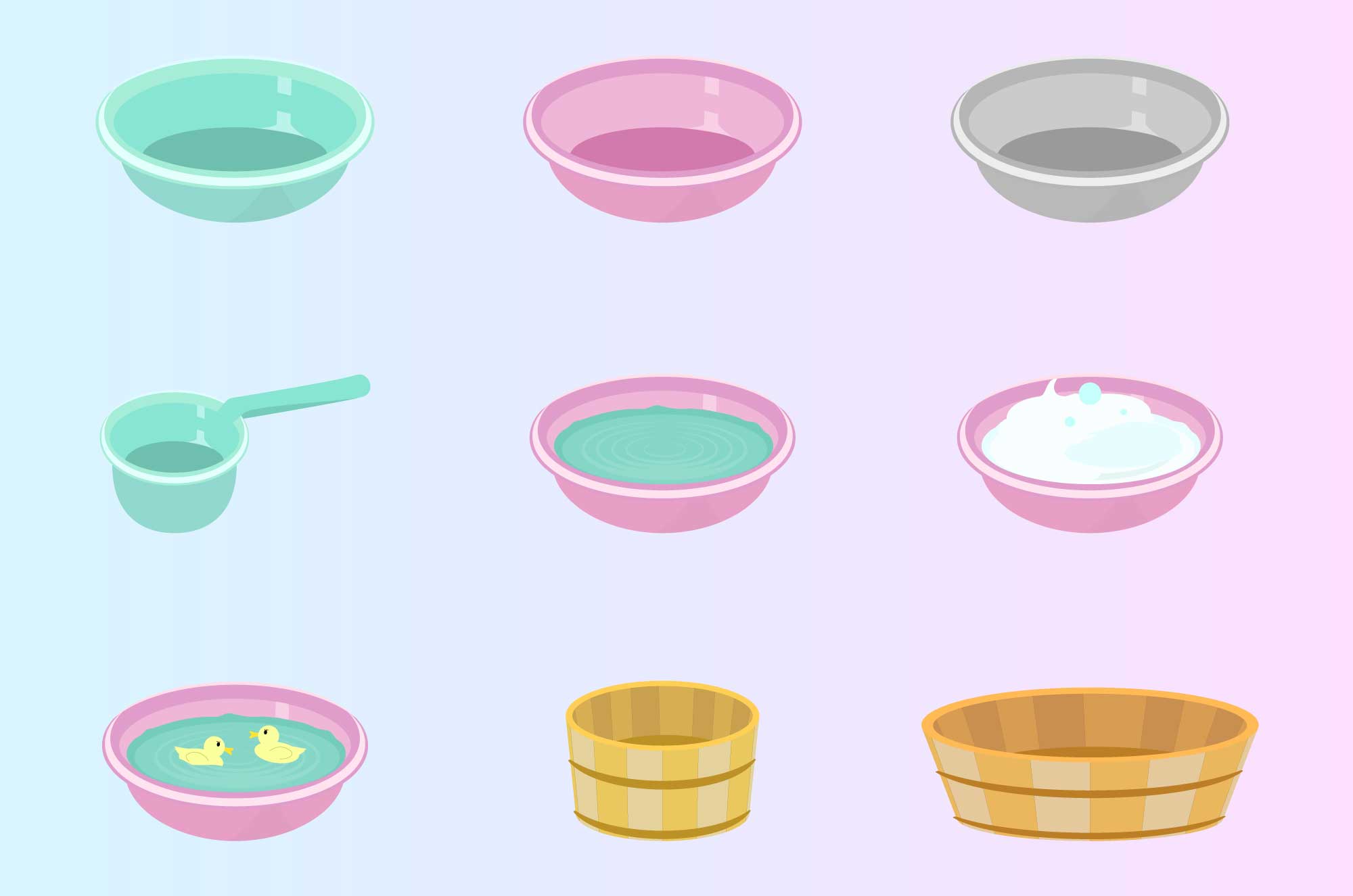 洗面器のフリーイラスト シンプルな洗面用具無料素材 チコデザ