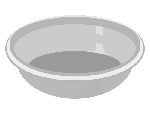 洗面器(白黒)のイラスト