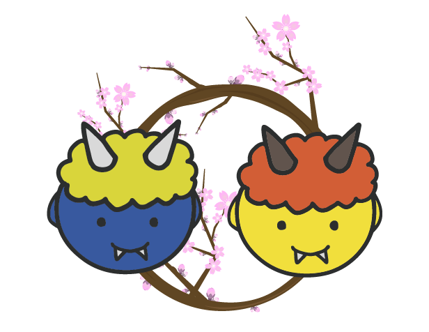 桜と鬼のイラスト