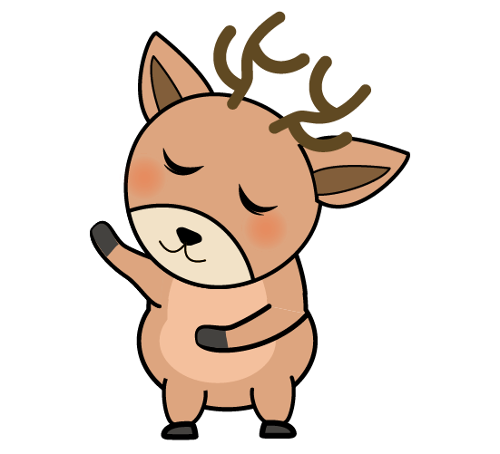 目を瞑る鹿のイラスト