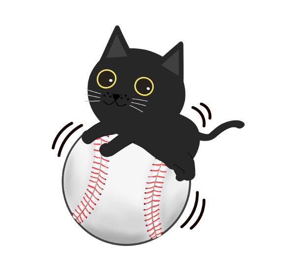 野球猫のイラスト