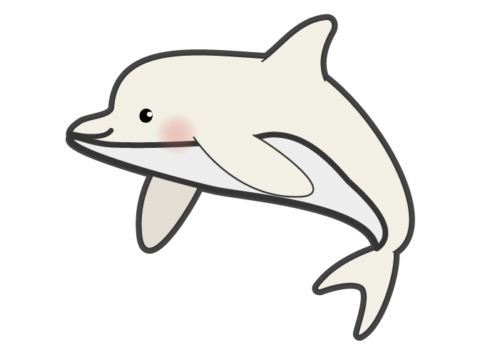 シンプル白イルカのイラスト