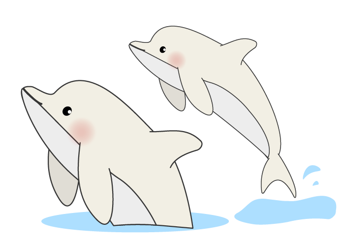 白イルカの親子のイラスト