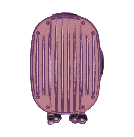 手書きのスーツケース(ピンク)のイラスト