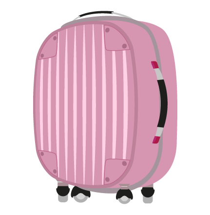 スーツケース(斜めピンク)のイラスト