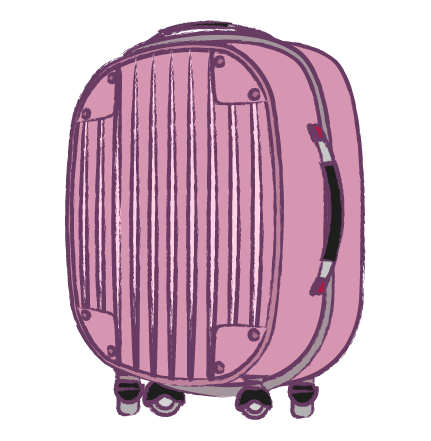 スーツケース(手書きピンク)のイラスト