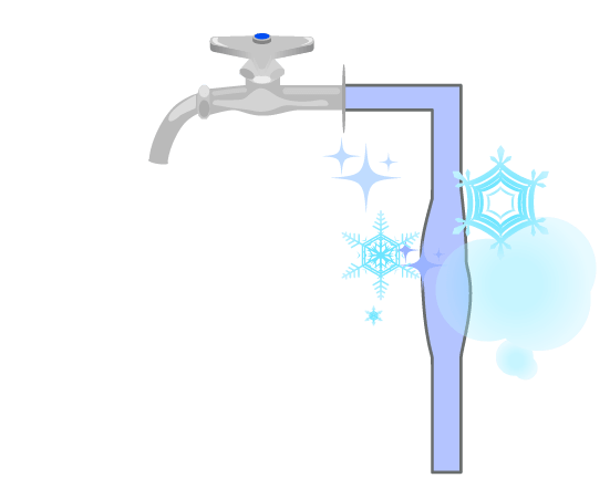 凍結し膨張する水道管のイラスト