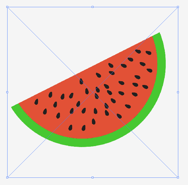 スイカのフリーイラスト素材をイラレで開く。