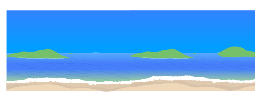 砂浜(パノラマ)のイラスト
