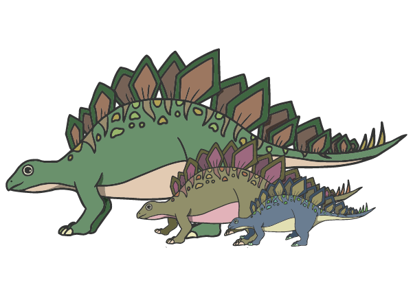 ステゴザウルスの親子のイラスト
