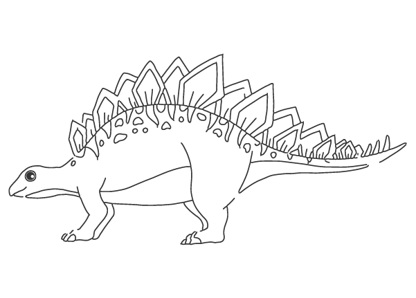 ステゴザウルスの線画アートのイラスト