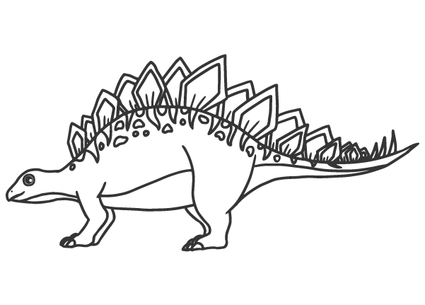ステゴザウルスの線画のイラスト