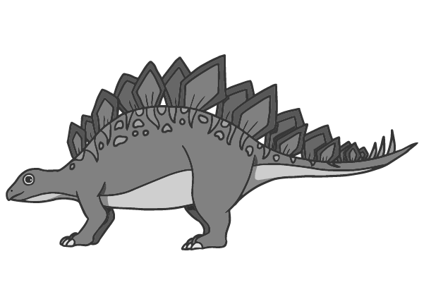 ステゴザウルス(白黒)のイラスト
