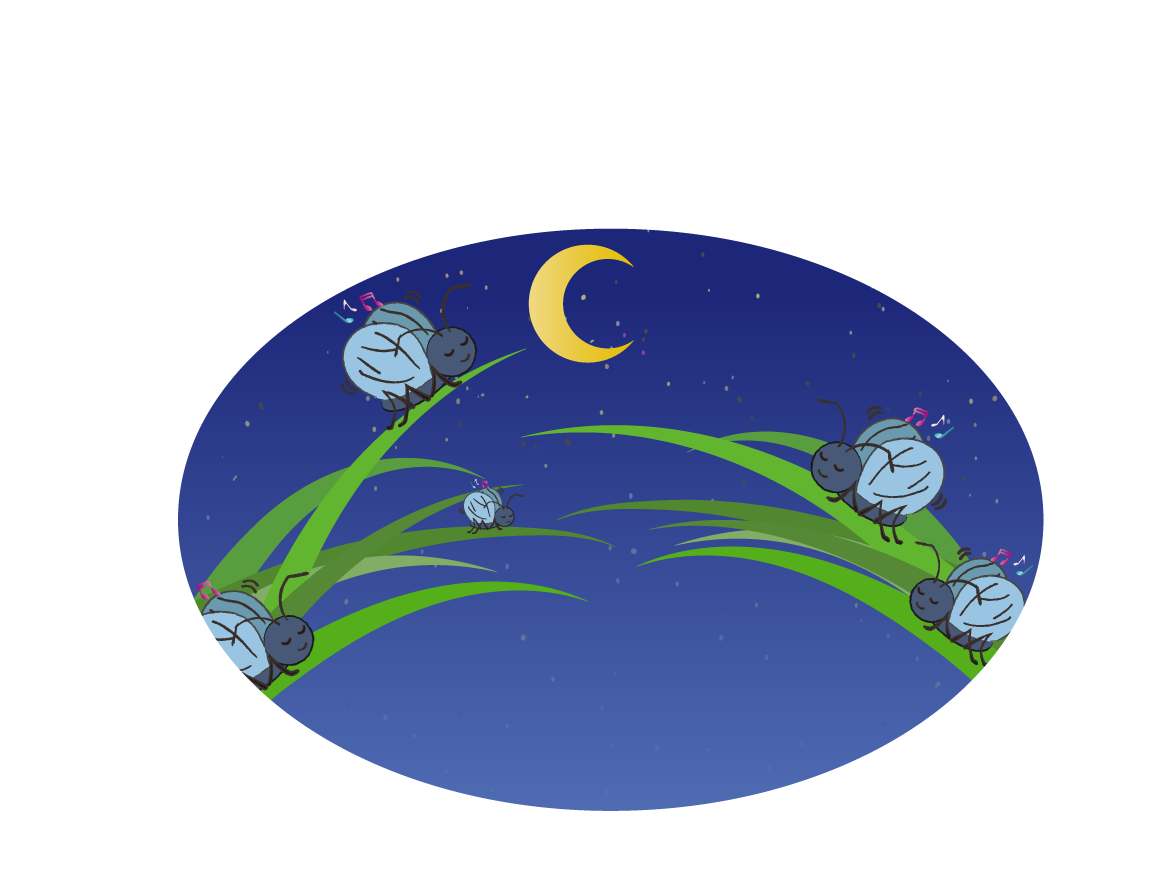 夜の虫の大合唱のイラスト