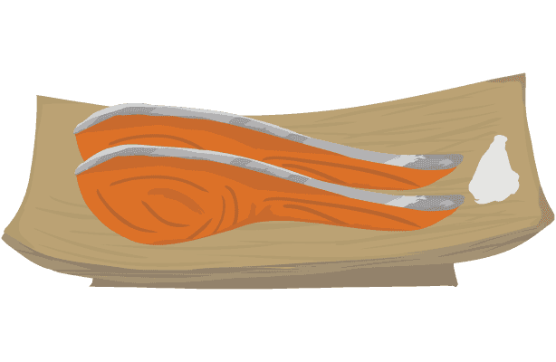 鮭の切り身と大根おろしのイラスト
