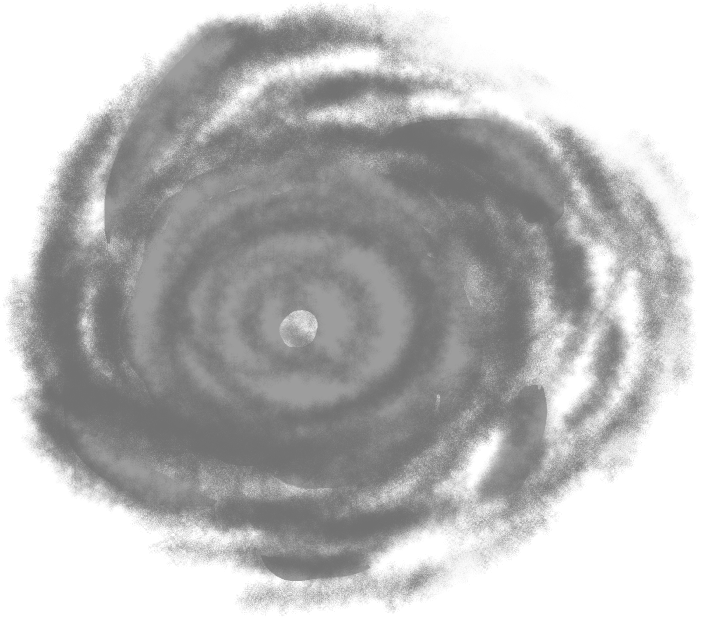 黒い渦のクレヨンタッチの台風のイラスト