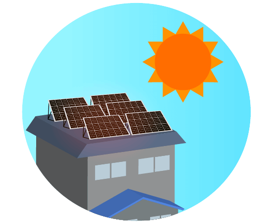 自宅の屋根の太陽光発電のイラスト