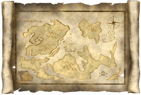 ファンタジーな宝の地図のイラスト