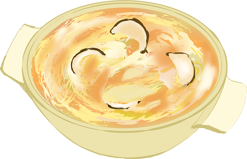 椎茸と卵のスープのイラスト