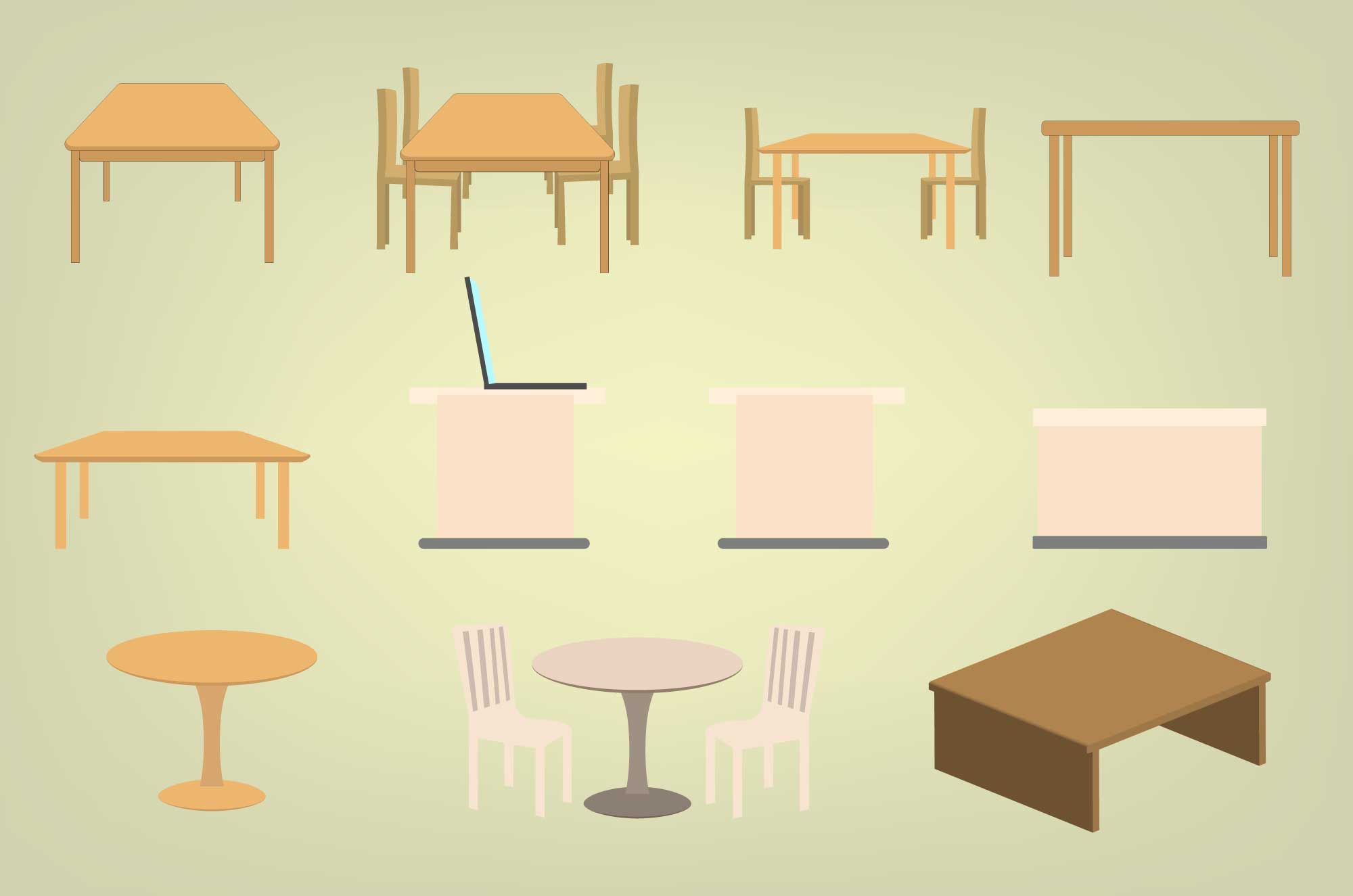 テーブルのイラスト シンプルな家具の素材 チコデザ